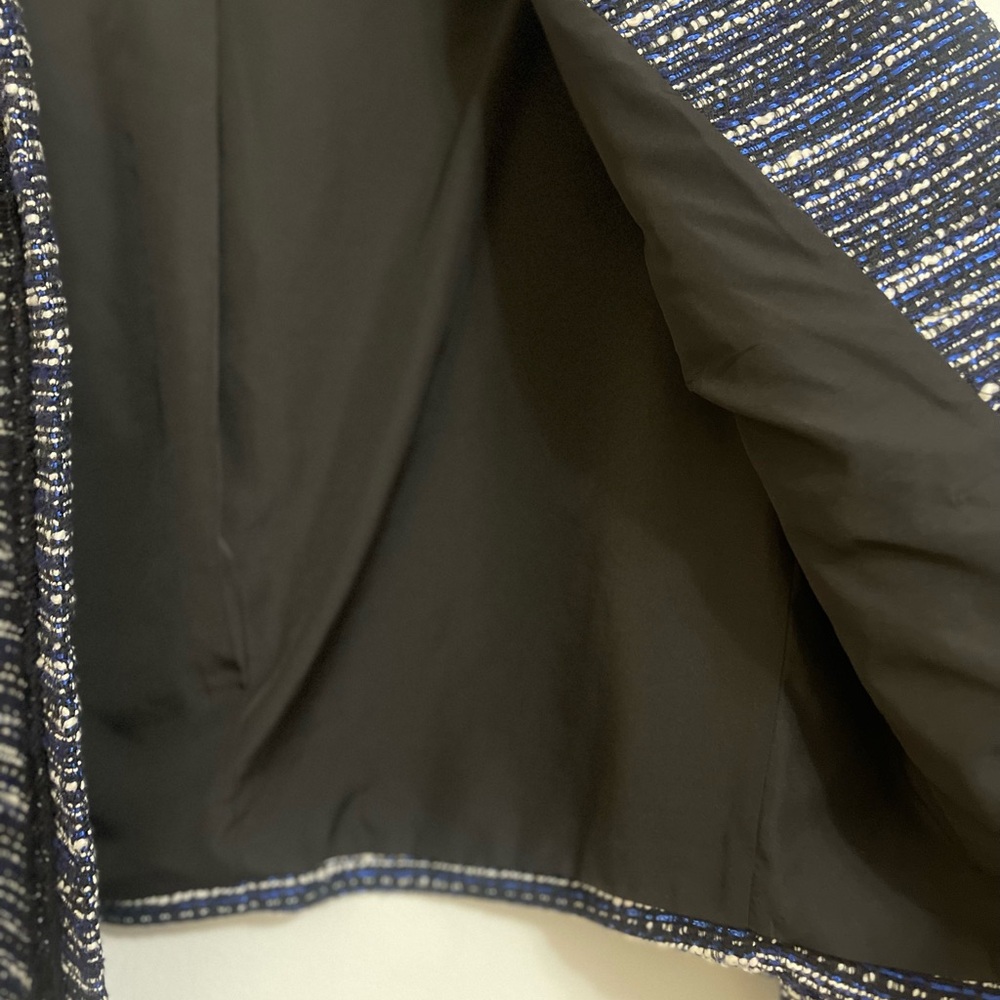 Karl Lagerfeld Open Front Blazer Blue Collarless Size Large - Picture 6 of 6